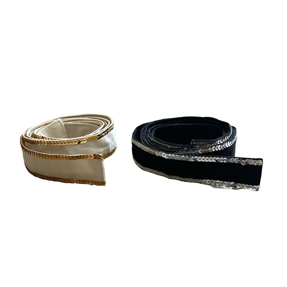 Two Kids’ Black and Beige Sequins Belts